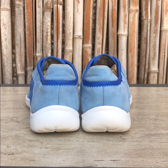 CLARKS Blue & Gray Elastic Laces Lightweight Airy Comfy Walking Shoes Sz 9 EUC - Picture 3 of 11